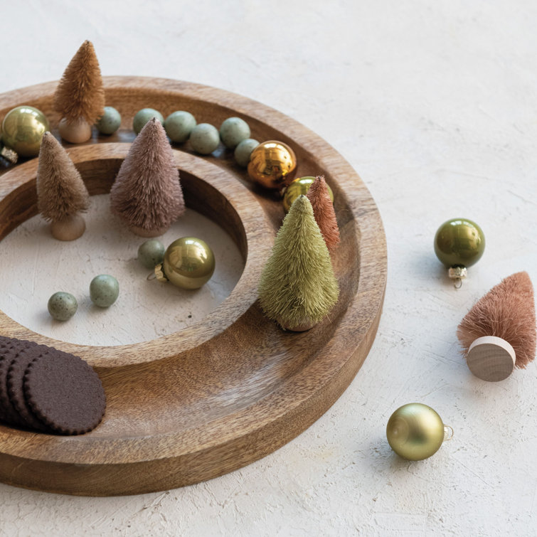 Natural Mango Wood Round Decorative Serving Tray