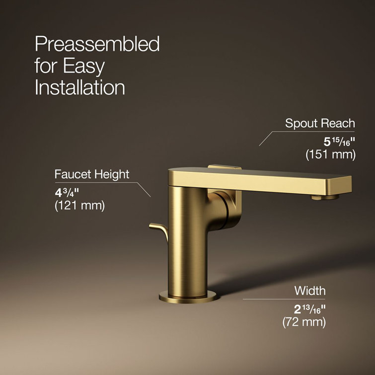 Vibrant Brushed Moderne Brass Single-Handle Bathroom Faucet