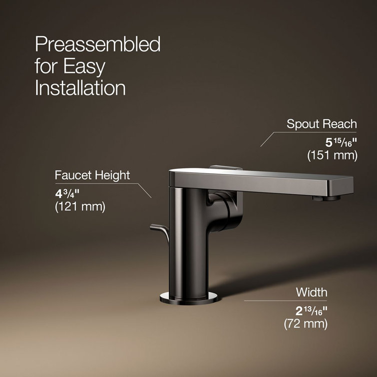 Sleek Composed Vibrant Titanium Single-Handle Bathroom Faucet