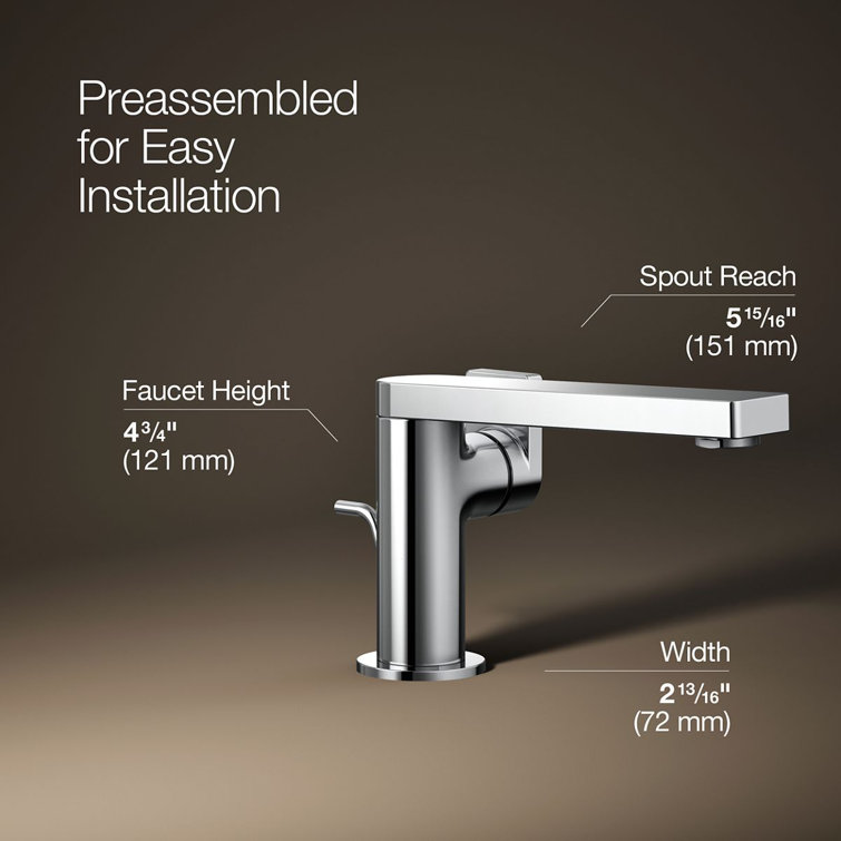 Composed Minimalist Polished Chrome Single-Handle Bathroom Faucet