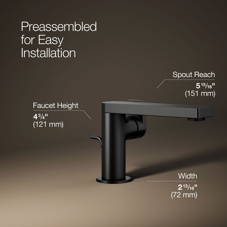 Matte Black Single-Handle Bathroom Faucet with Drain Assembly