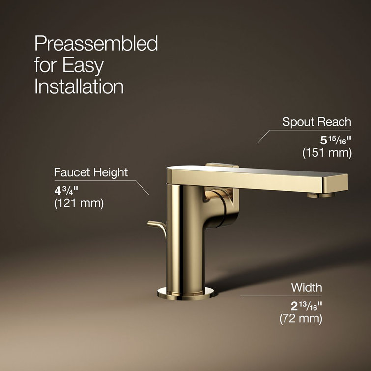 Vibrant French Gold Single-Handle Low Arc Bathroom Faucet