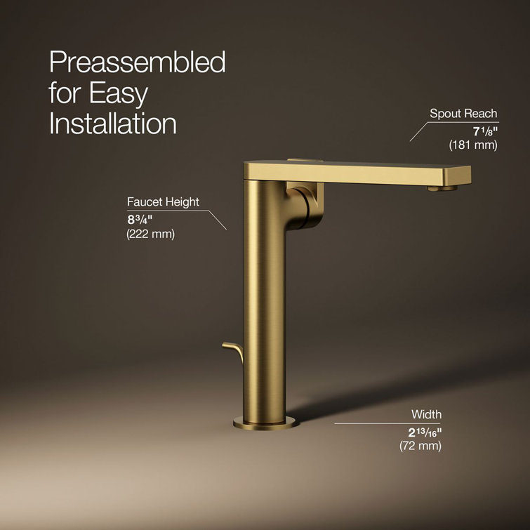 Vibrant Brushed Moderne Brass Single Handle Bathroom Faucet