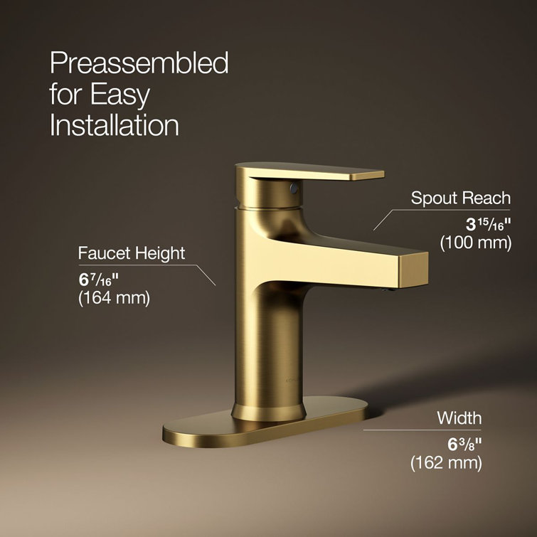 Vibrant Brushed Brass Single-Handle Bathroom Faucet with Escutcheon