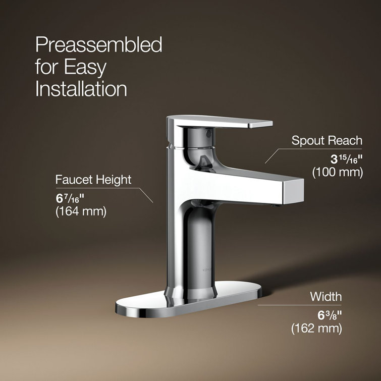 Polished Chrome Single-Handle Bathroom Faucet with Escutcheon