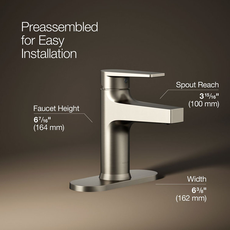 Taut Transitional Single-Handle Brushed Nickel Bathroom Faucet