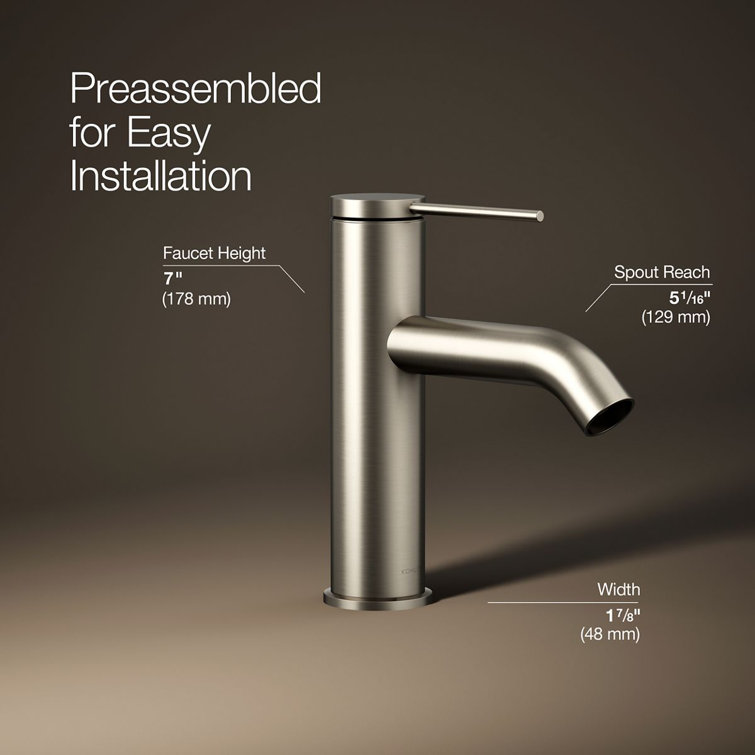 Components Brushed Nickel Single-Handle Low-Arc Bathroom Faucet