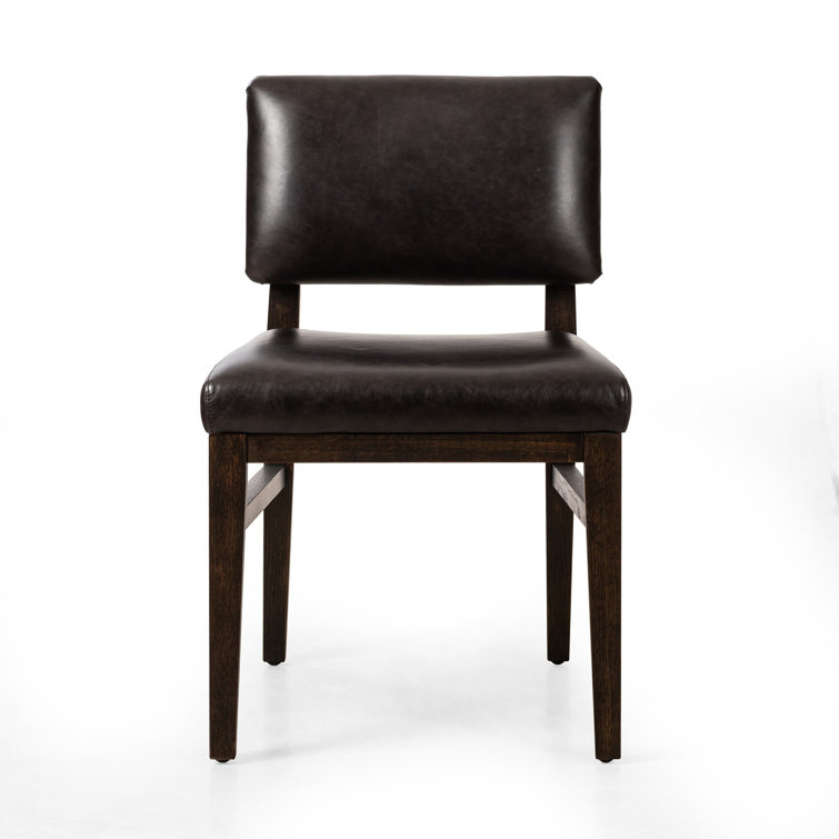 Sonoma Black Leather Upholstered Side Chair with Dark Oak Frame