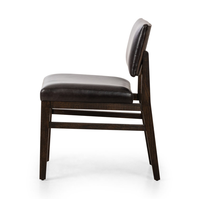 Sonoma Black Leather Upholstered Side Chair with Dark Oak Frame