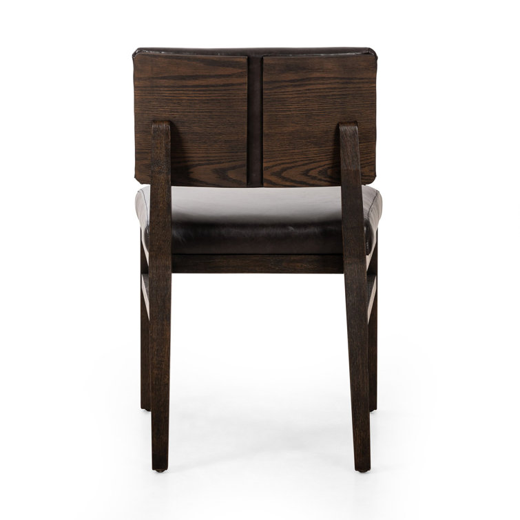 Sonoma Black Leather Upholstered Side Chair with Dark Oak Frame
