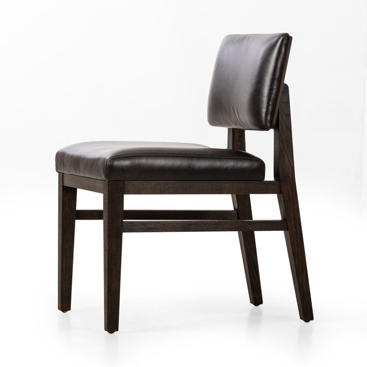 Sonoma Black Leather Upholstered Side Chair with Dark Oak Frame