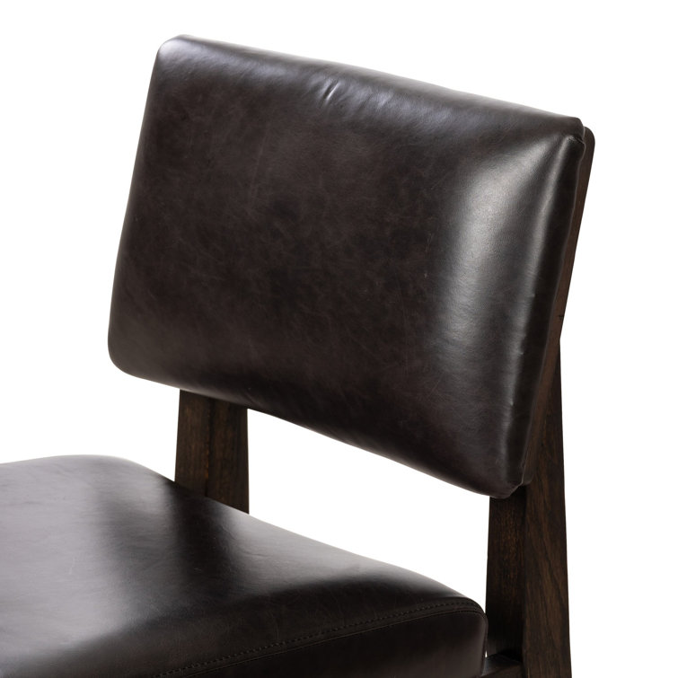 Sonoma Black Leather Upholstered Side Chair with Dark Oak Frame