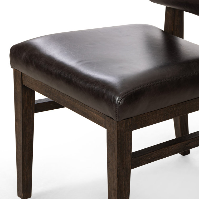 Sonoma Black Leather Upholstered Side Chair with Dark Oak Frame