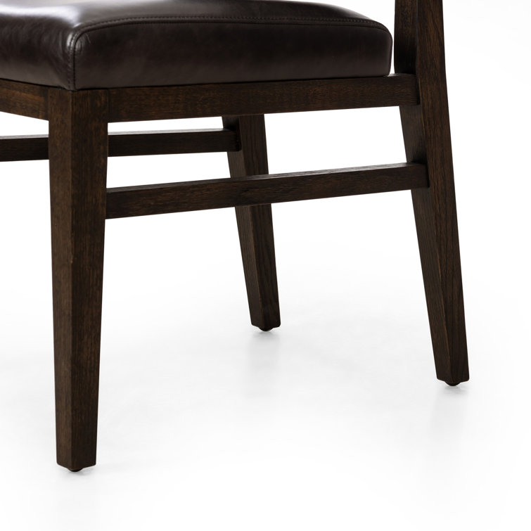 Sonoma Black Leather Upholstered Side Chair with Dark Oak Frame