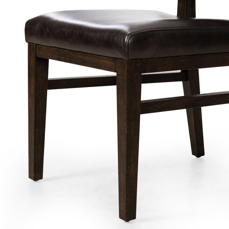 Sonoma Black Leather Upholstered Side Chair with Dark Oak Frame
