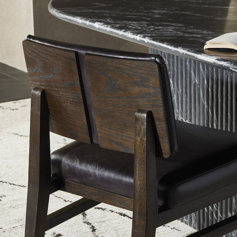 Sonoma Black Leather Upholstered Side Chair with Dark Oak Frame