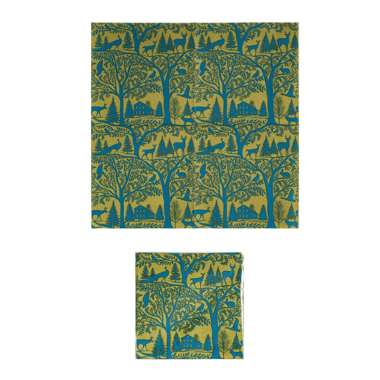 Elegant Blue and Gold Landscape Design Square Paper Napkins