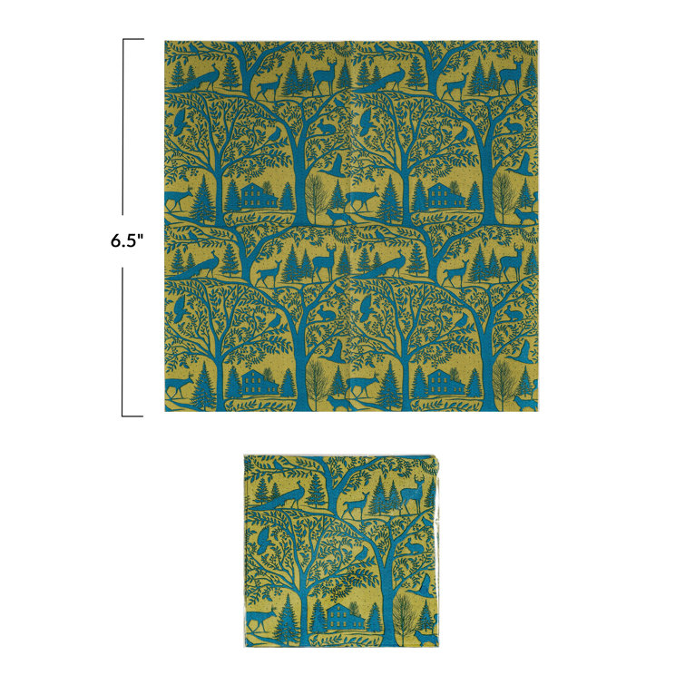 Elegant Blue and Gold Landscape Design Square Paper Napkins