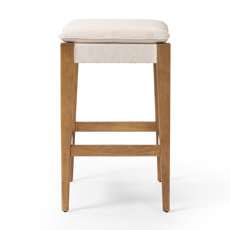 Natural Oak and Flax Backless Counter Stool