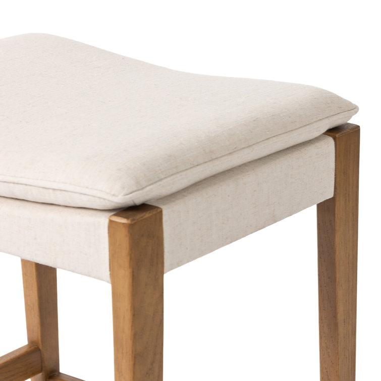 Natural Oak and Flax Backless Counter Stool