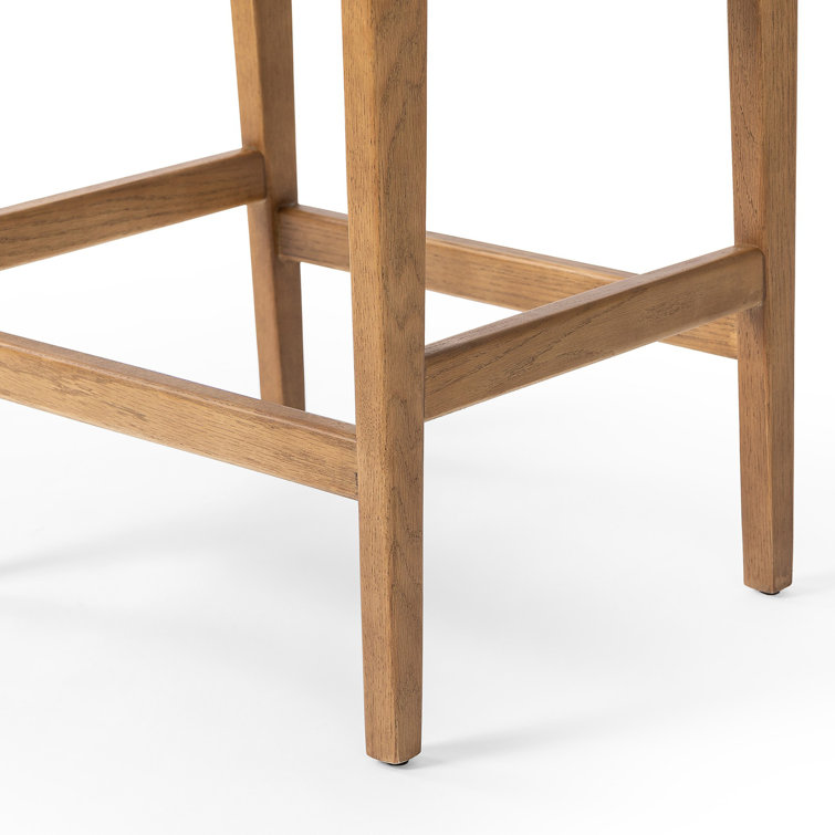 Natural Oak and Flax Backless Counter Stool