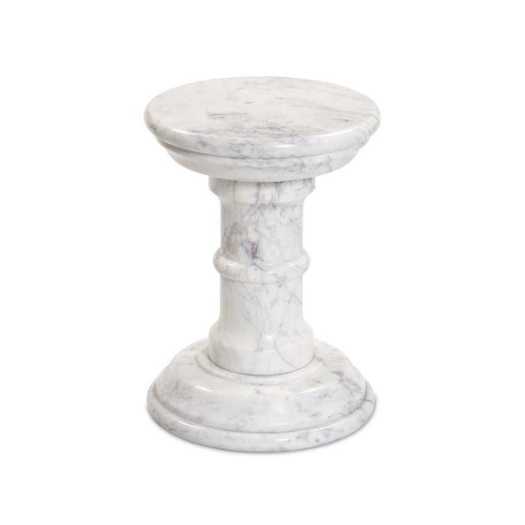 White Marble Round Pedestal Side Table