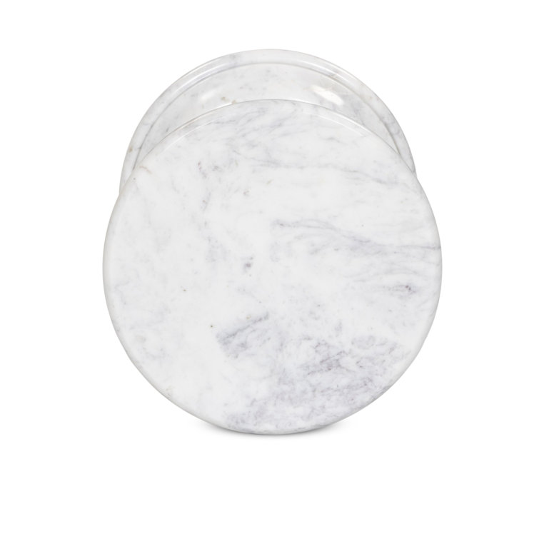 White Marble Round Pedestal Side Table