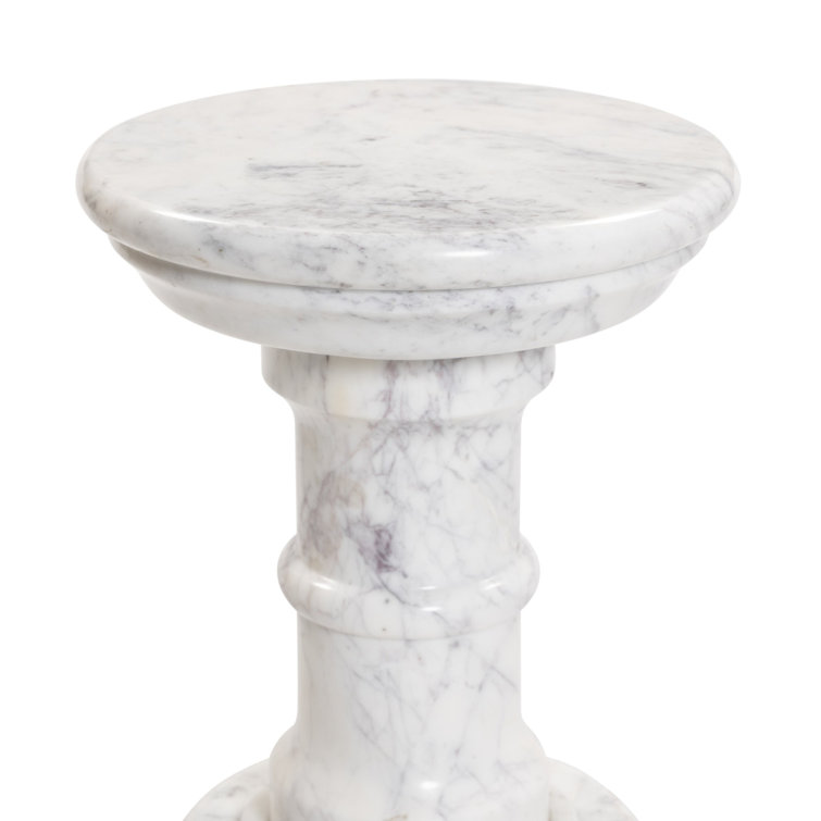White Marble Round Pedestal Side Table