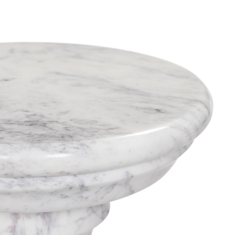 White Marble Round Pedestal Side Table