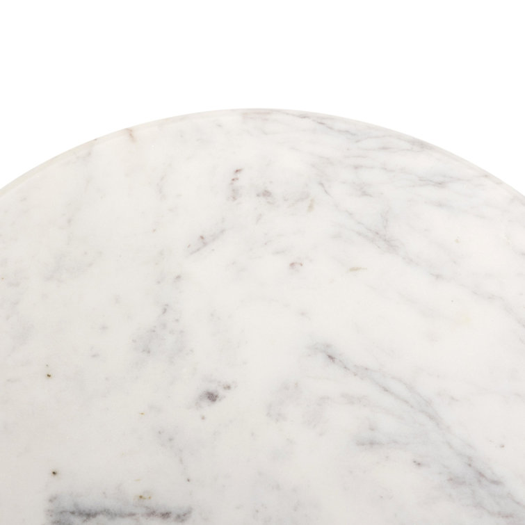 White Marble Round Pedestal Side Table