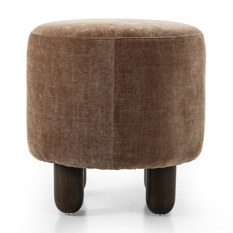 Altair Mushroom Round Ottoman with Dark Wood Legs