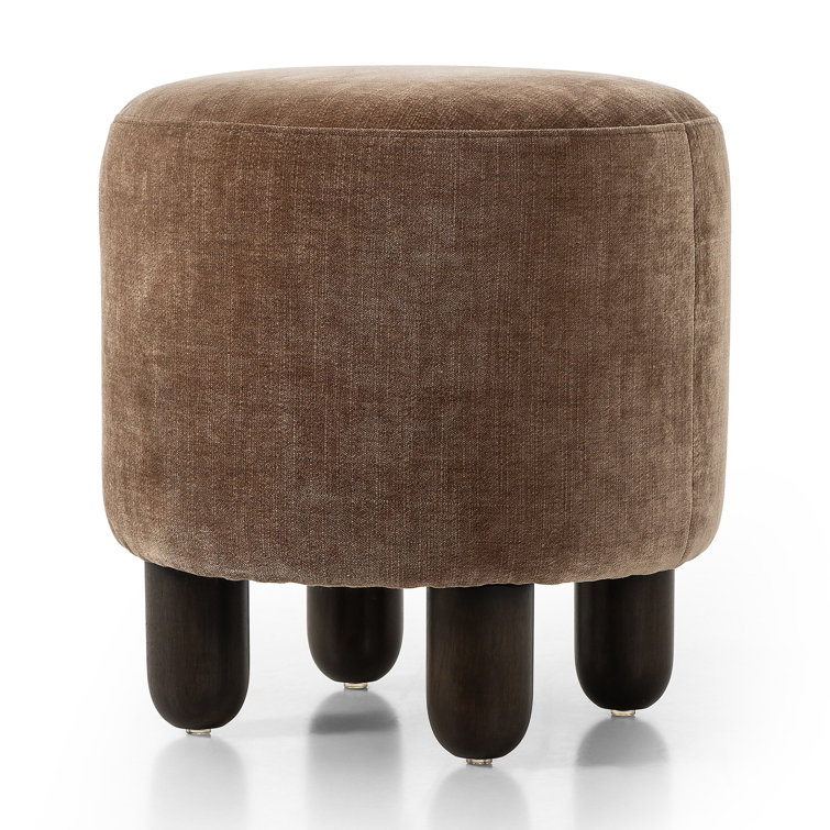 Altair Mushroom Round Ottoman with Dark Wood Legs