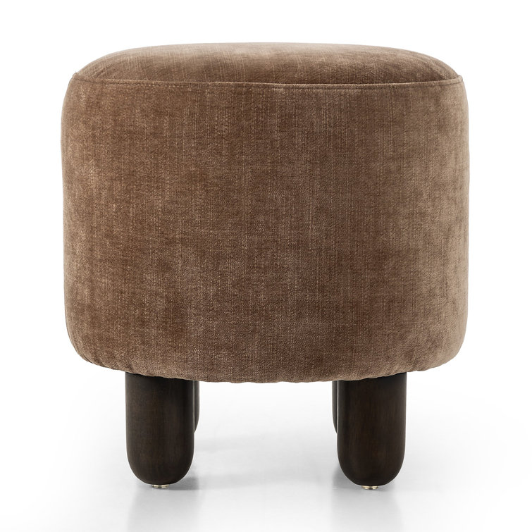 Altair Mushroom Round Ottoman with Dark Wood Legs