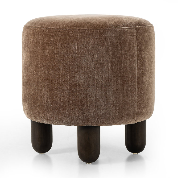 Altair Mushroom Round Ottoman with Dark Wood Legs