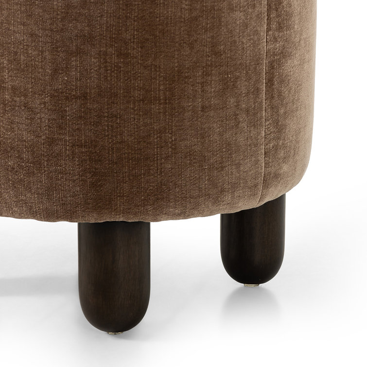Altair Mushroom Round Ottoman with Dark Wood Legs