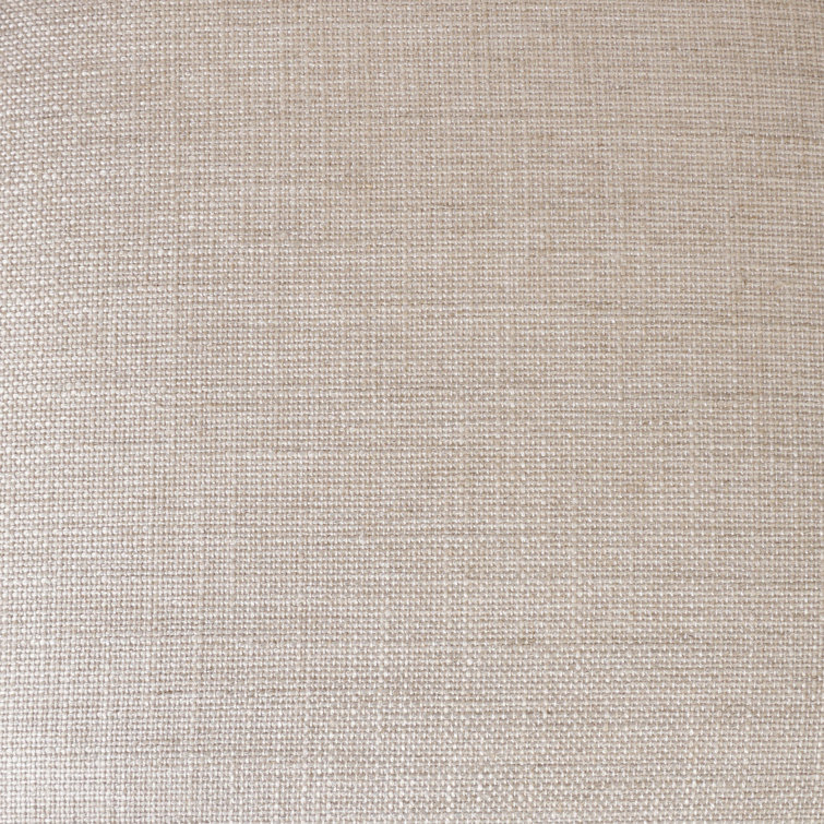 Beige Linen Upholstered Side Chair with Natural Wood Frame