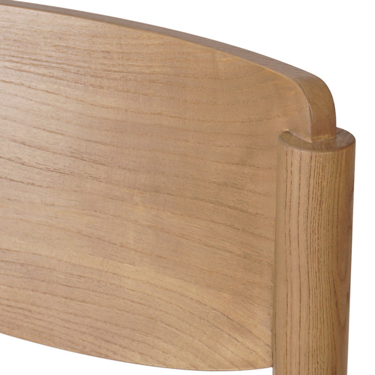 Beige Linen Upholstered Side Chair with Natural Wood Frame