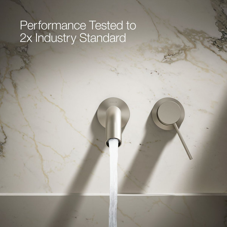 Brushed Nickel Wall-Mount Lever Bathroom Faucet