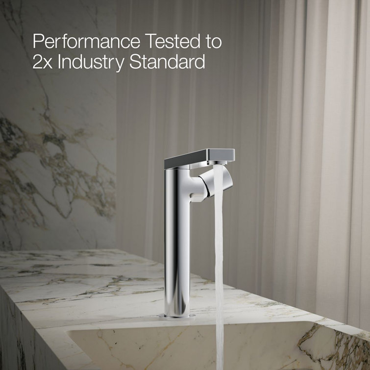 Composed Minimalist Polished Chrome Single-Handle Vessel Sink Faucet
