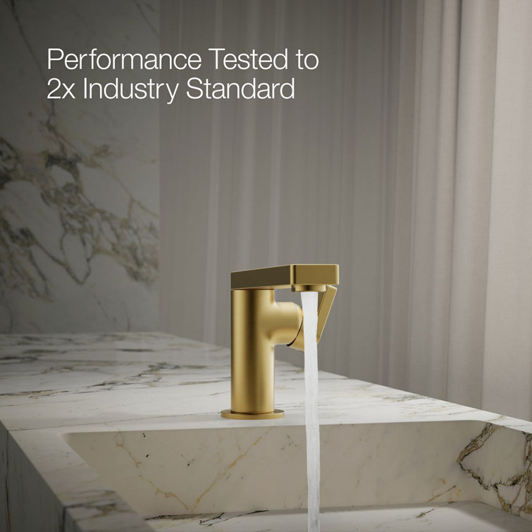 Vibrant Brushed Moderne Brass Single-Handle Bathroom Faucet