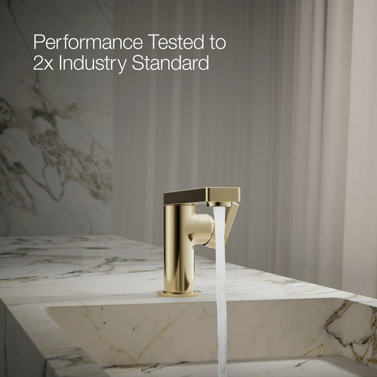 Vibrant French Gold Single-Handle Low Arc Bathroom Faucet