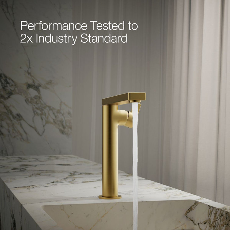 Vibrant Brushed Moderne Brass Single Handle Bathroom Faucet