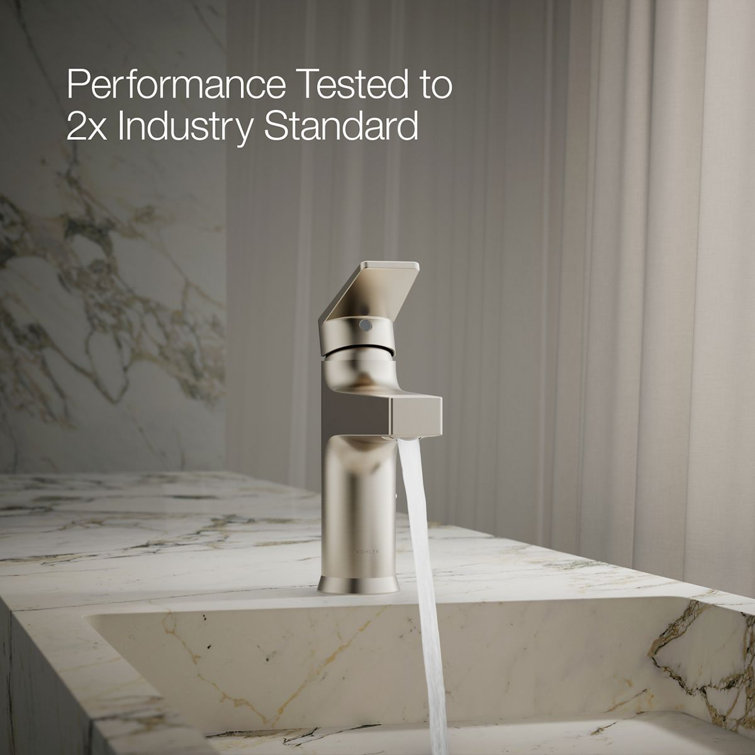 Taut Transitional Single-Handle Low-Arc Faucet in Vibrant Brushed Nickel
