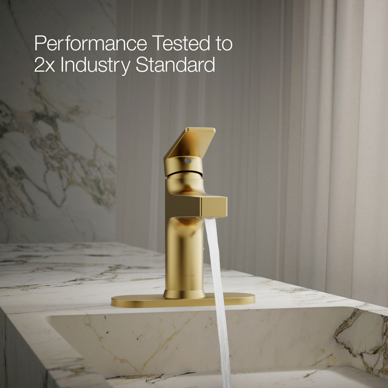 Vibrant Brushed Brass Single-Handle Bathroom Faucet with Escutcheon