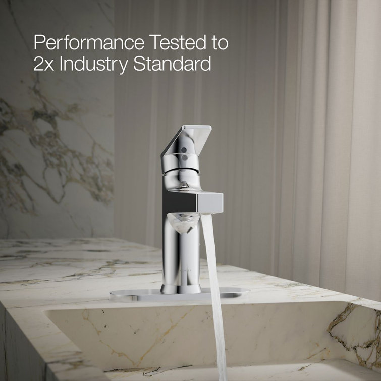 Polished Chrome Single-Handle Bathroom Faucet with Escutcheon