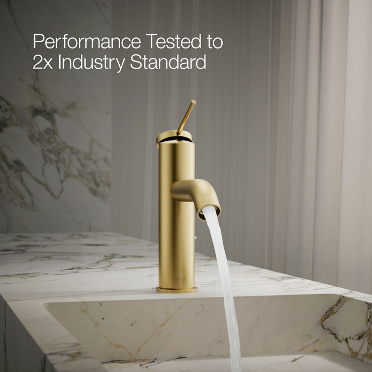 Vibrant Brushed Moderne Brass Single-Handle Bathroom Sink Faucet