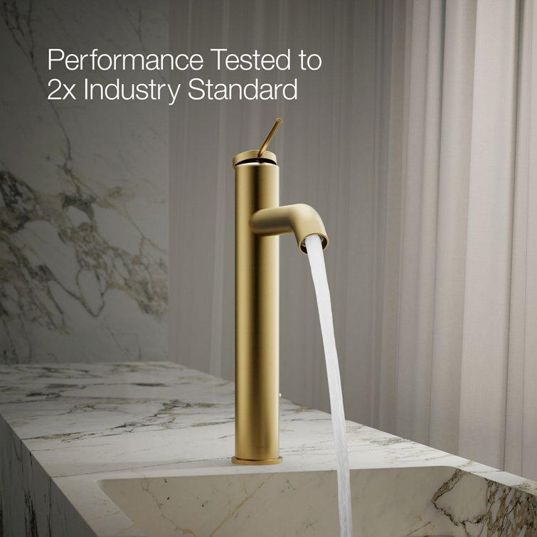 Vibrant Brushed Moderne Brass Tall Single-Handle Bathroom Faucet