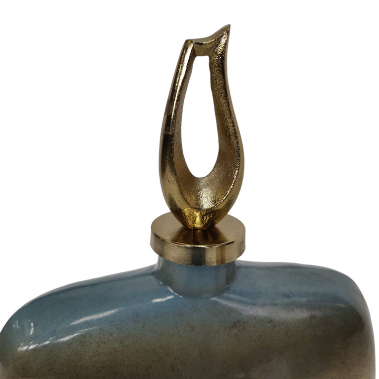 Ashford Blue and Beige Handmade Glass Decorative Bottle