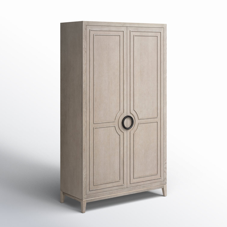 Nadine Light Brown Wood Wardrobe with Adjustable Shelves