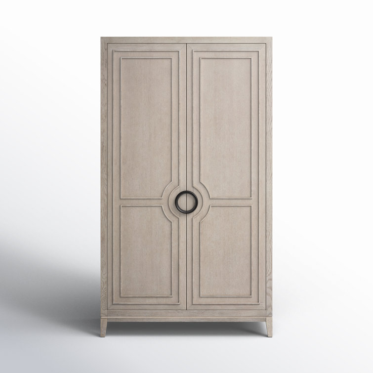 Nadine Light Brown Wood Wardrobe with Adjustable Shelves